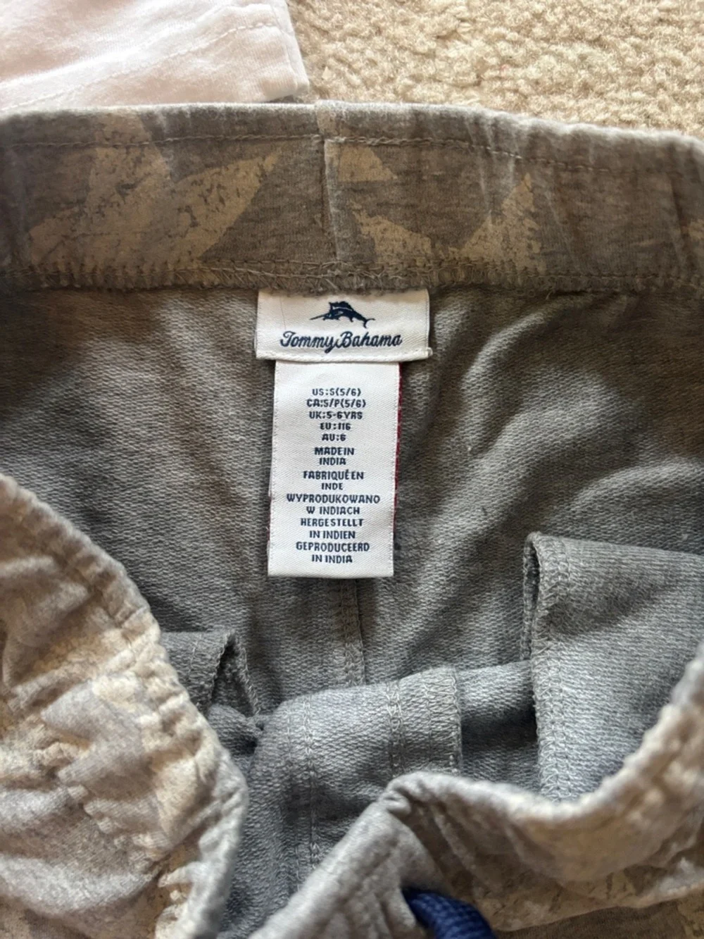 Tommy Bahama White Tee with Blue Dinosaur & Gray Star Shorts